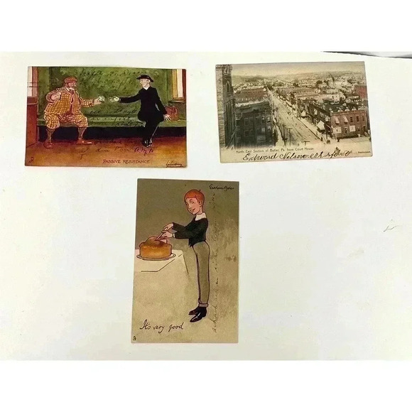 Vintage Other - Antique Lot of 3 Postcards Unique‎ Rare 1906 PA Color 1 Cent Stamped